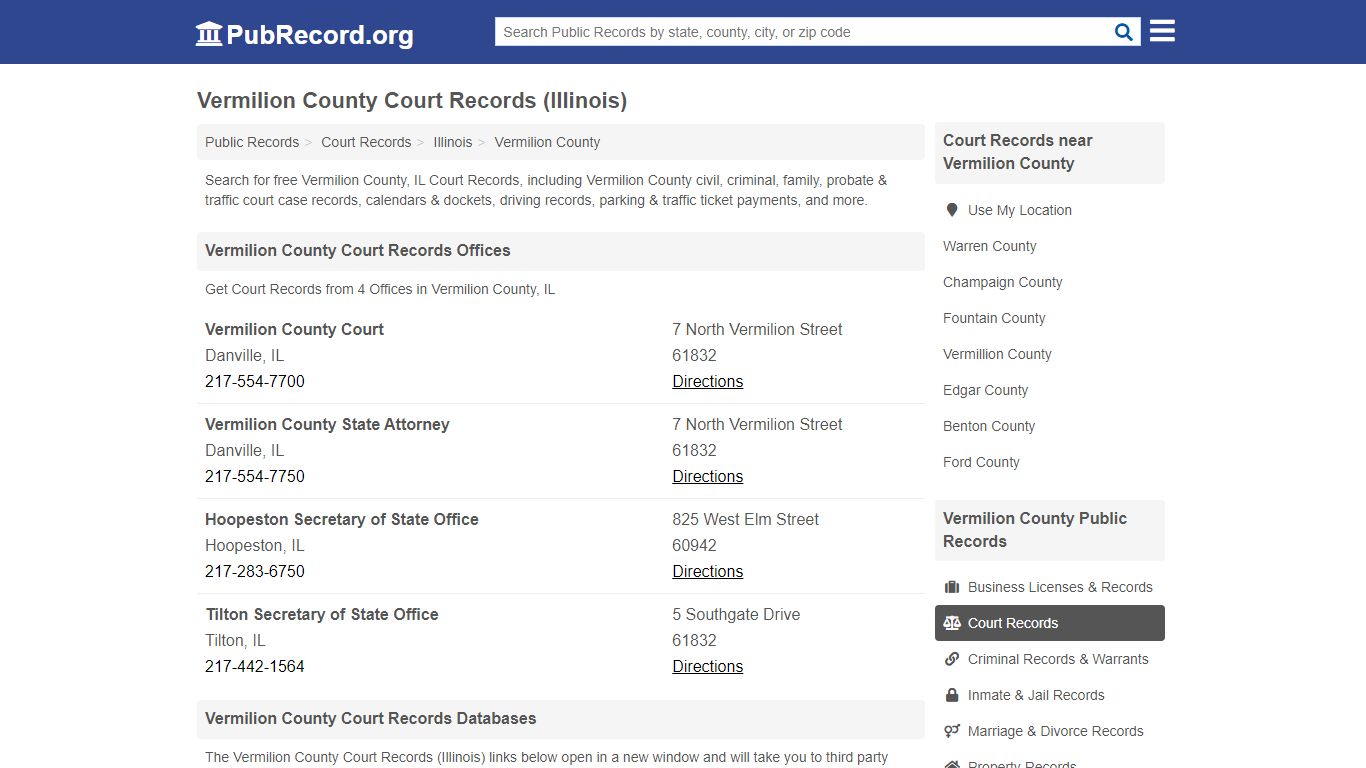 Free Vermilion County Court Records (Illinois Court Records)